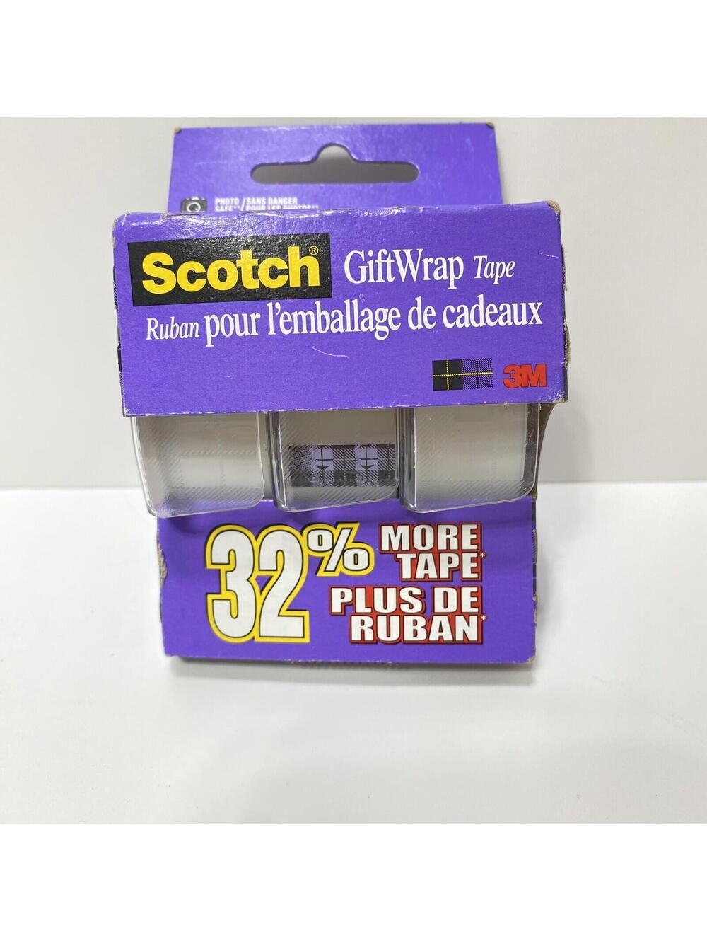 Scotch GiftWrap Clear Tape Set of 3 Rolls Packaging Tape Brand New